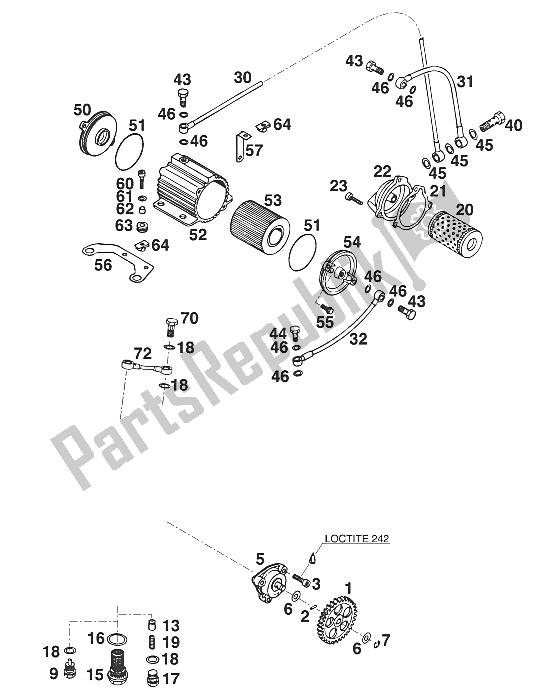 Todas as partes de Sistema De Lubrificação Lc4 Sx, Exc '94 do KTM 350 E XC 20 KW SUP COM Europe 1994