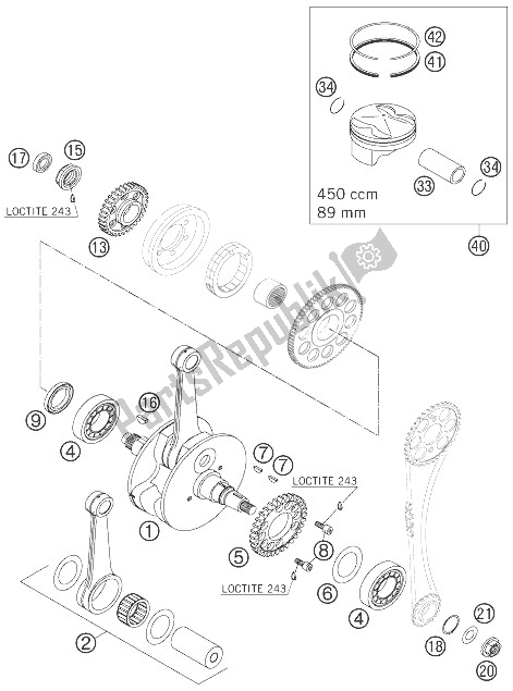 Tutte le parti per il Albero Motore, Pistone del KTM 450 EXC Racing Australia United Kingdom 2007
