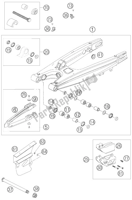 Toutes les pièces pour le Bras Oscillant du KTM 450 XC USA 2007