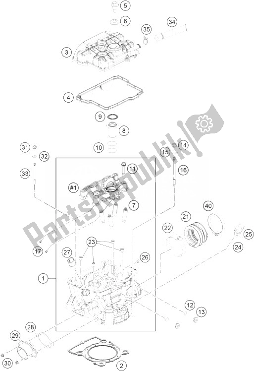 All parts for the Cylinder Head of the KTM 250 EXC F Europe 2014