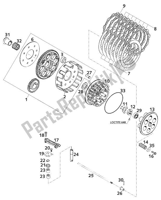 Todas las partes para Embrague Agw 2001 de KTM 620 SC Australia 2000