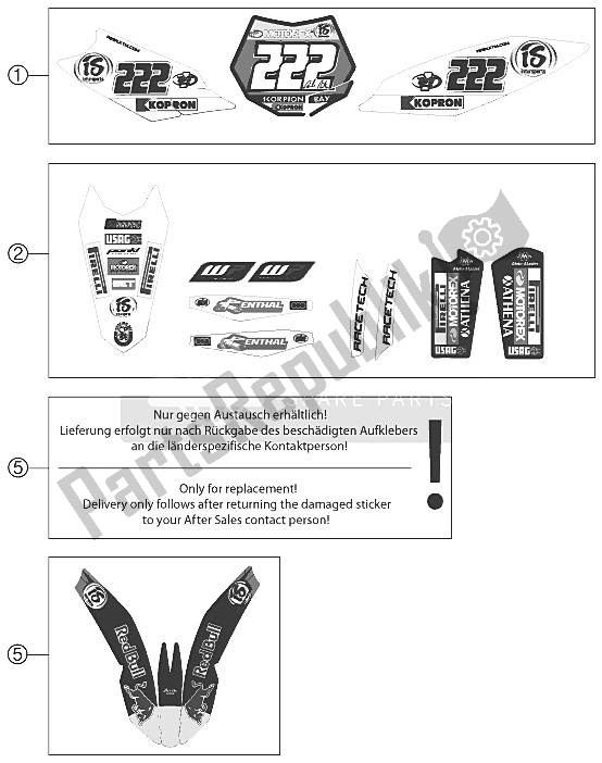 Todas las partes para Etiqueta de KTM 350 SX F Cairoli Replica 11 Europe 2011