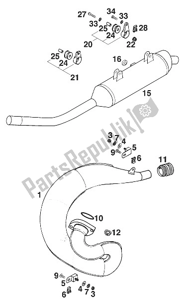 Todas las partes para Escape Silenciador 125 Lc2'96 de KTM 125 LC2 80 Orange BRD Europe 1996