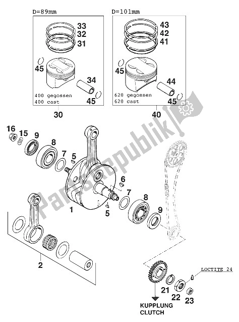 Tutte le parti per il Albero Motore - Pistone 400/620 Sc del KTM 620 SC Super Moto Europe 2000