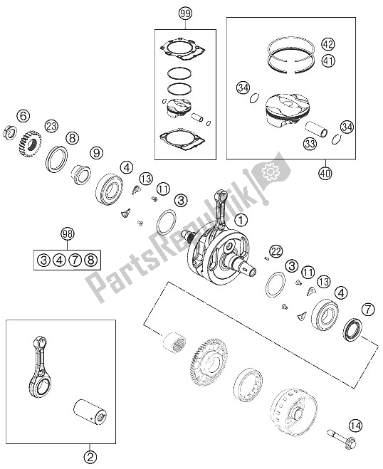 All parts for the Crankshaft, Piston of the KTM 250 EXC F Factory Edition Europe 2015