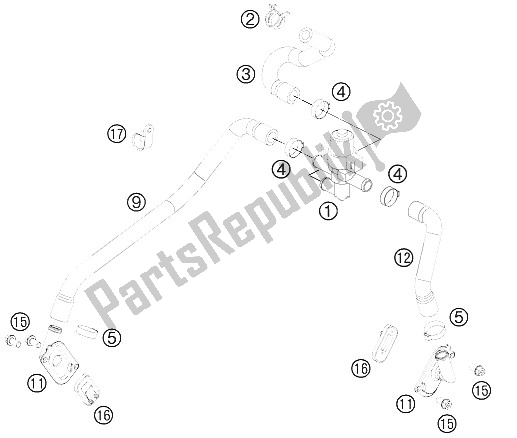 All parts for the Secundary Air System of the KTM 990 Adventure White ABS 11 USA 2011