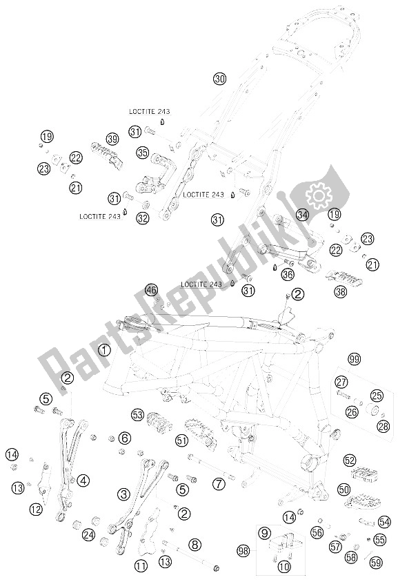 Toutes les pièces pour le Cadre du KTM 950 Supermoto R Europe 2008