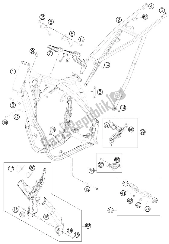 Tutte le parti per il Telaio del KTM 450 SX F Europe 2011