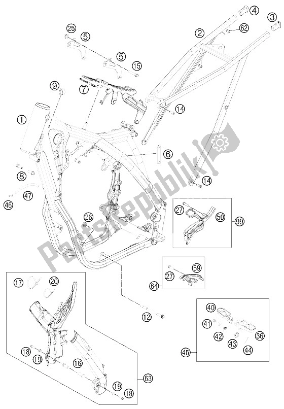 All parts for the Frame of the KTM 450 SX F Europe 2012