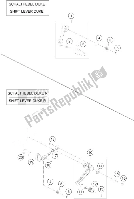 All parts for the Shifting Lever of the KTM 690 Duke Black ABS Europe 2015