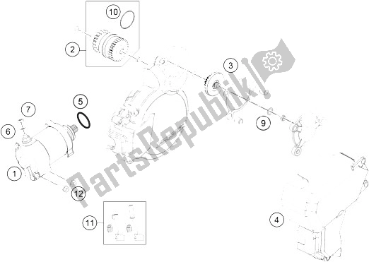 All parts for the Electrical Starter of the KTM 200 EXC Australia 2016