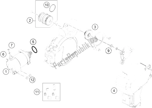 All parts for the Electrical Starter of the KTM 200 XC W USA 2015