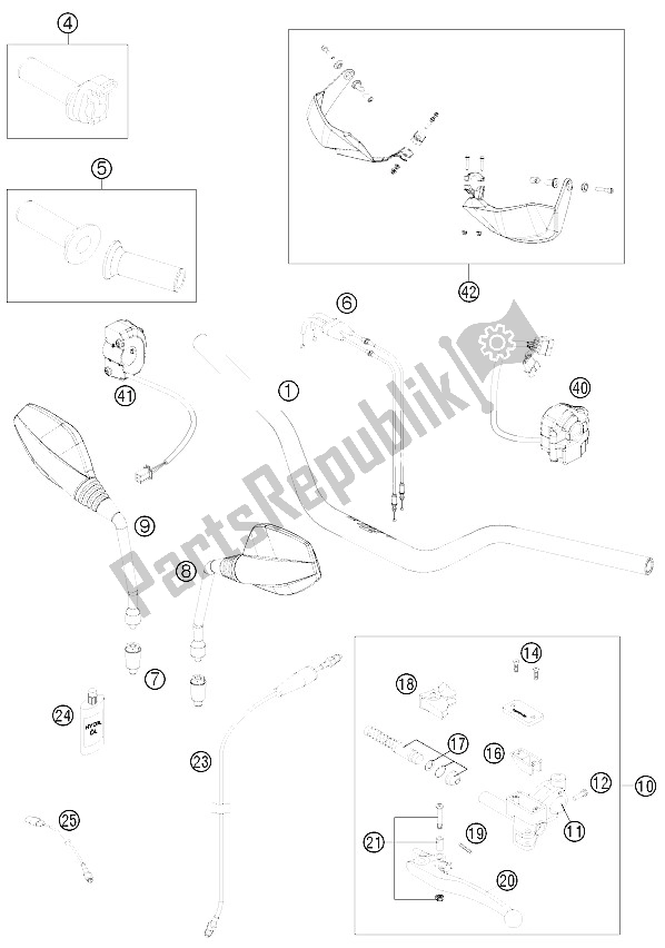 All parts for the Handlebar, Controls of the KTM 690 Enduro R Australia United Kingdom 2012