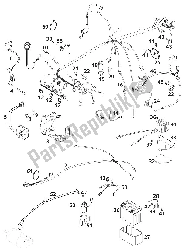 Todas as partes de Chicote De Fios 400; 640-usa Lc4 2 do KTM 400 LC4 E USA 2001