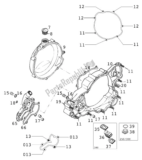 Tutte le parti per il Coperchio Frizione 250/300/380 2 del KTM 300 EXC USA 2001