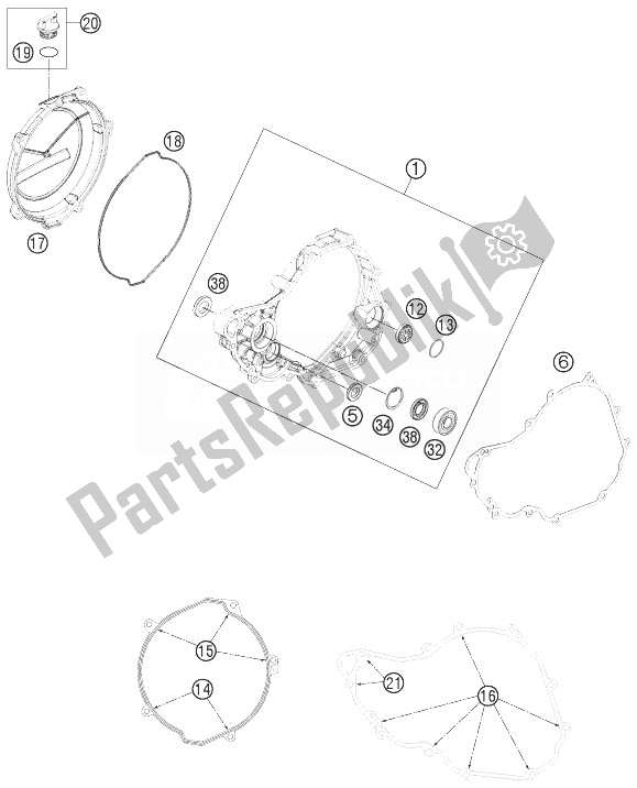 All parts for the Clutch Cover of the KTM Freeride 350 Australia 2014