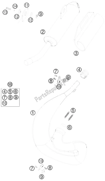 Tutte le parti per il Impianto Di Scarico del KTM 65 SX Europe 6003H6 2008