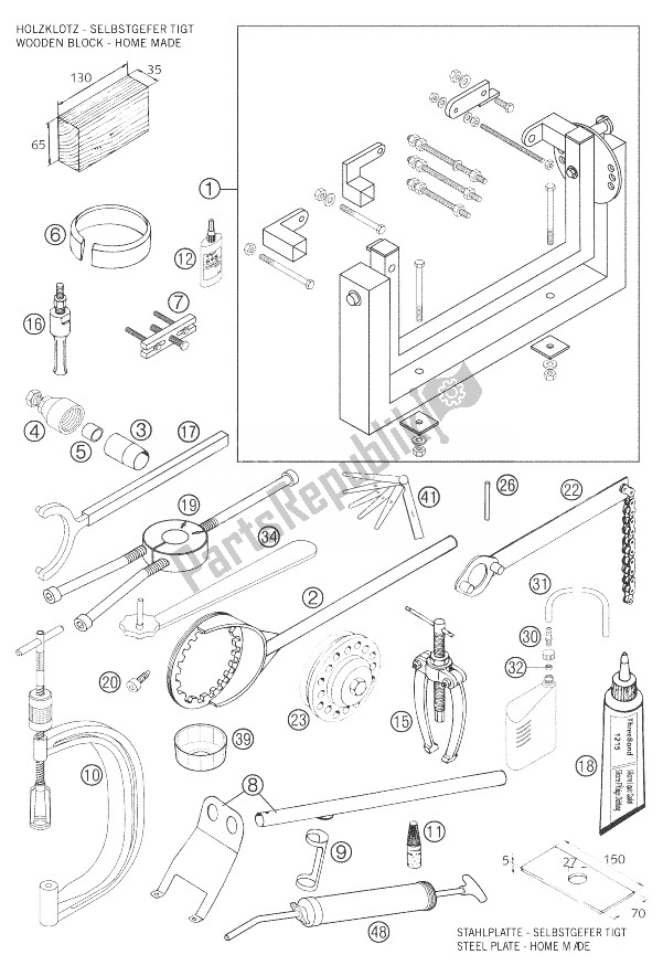 Alle onderdelen voor de Speciaal Gereedschap van de KTM 625 SXC Europe 2007