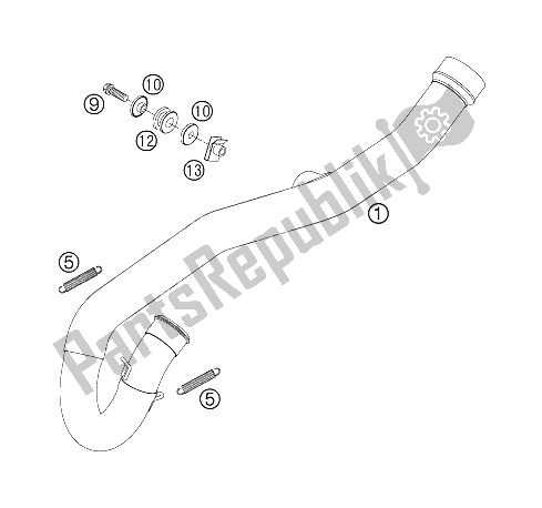 All parts for the Exhaust Manifold of the KTM 250 XCF W USA 2006