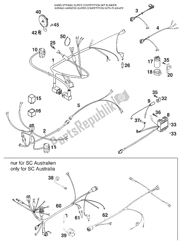 All parts for the Wire Harness With Turn Signals Sc '97 of the KTM 620 SUP Comp WP Europe 1997