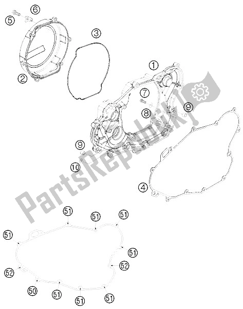 Wszystkie części do Pokrywa Sprz? G? A KTM 400 XC W USA 2009