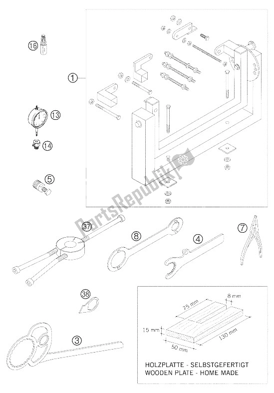 All parts for the Special Tools of the KTM 125 EXC Europe 2006