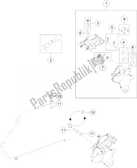 All parts for the Brake Caliper Rear of the KTM 1190 ADV ABS Grey WES France 2014