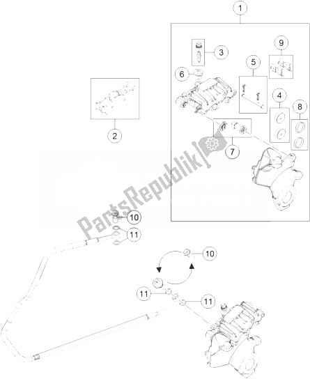 All parts for the Brake Caliper Rear of the KTM 1190 Adventure ABS Grey France 2014