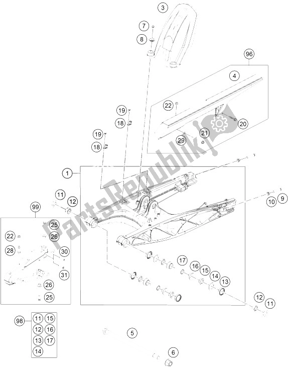 Todas las partes para Brazo Oscilante de KTM 200 Duke OR W O ABS CKD 15 Thailand 2015