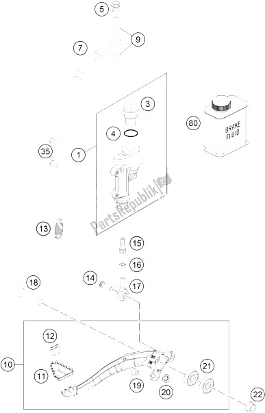 All parts for the Rear Brake Control of the KTM 250 SX F Factory Edition USA 2015