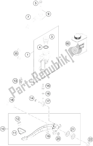 All parts for the Rear Brake Control of the KTM 250 SX F Factory Edition USA 2016