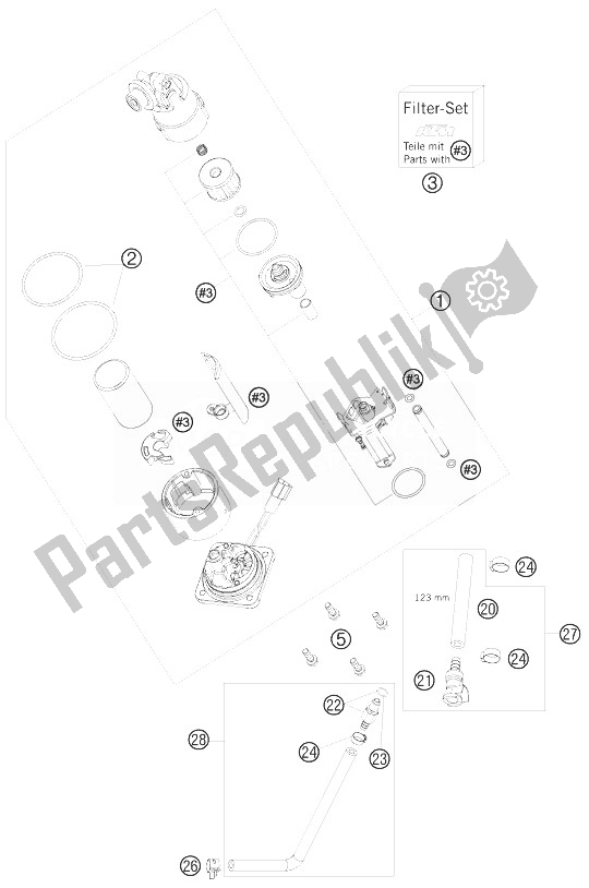 All parts for the Fuel Pump of the KTM 990 Super Duke Orange Europe 2010