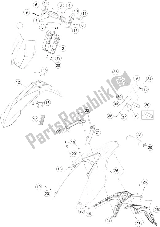 All parts for the Mask, Fender of the KTM 690 Enduro R ABS Australia 2015