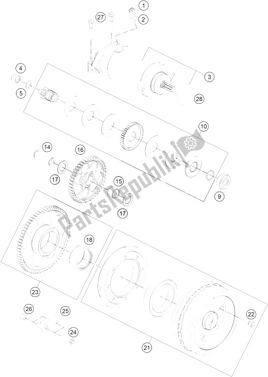 All parts for the Electric Starter of the KTM 1290 Super Adventure WH ABS 15 Japan 2015