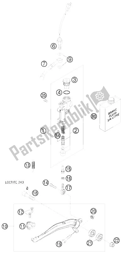 Todas las partes para Control De Freno Trasero de KTM 450 EXC Australia 2011