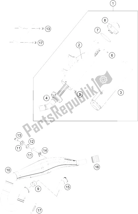 All parts for the Exhaust System of the KTM Freeride 250 R Australia 2015