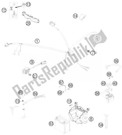 Todas las partes para Arnés De Cableado de KTM 250 XC W USA 2010