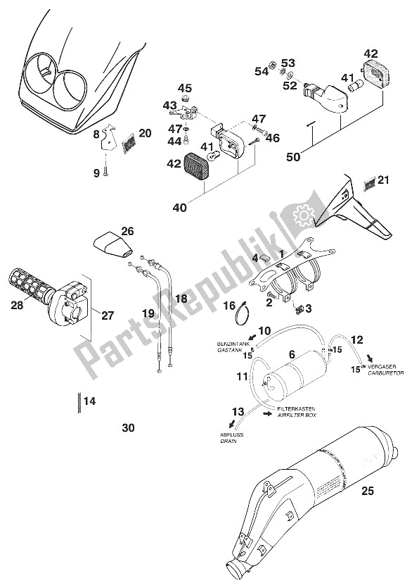 All parts for the New Parts Duke Usa '97 of the KTM 620 Duke E 37 KW Europe 1997