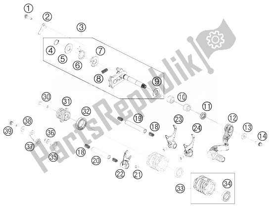 Todas as partes de Mecanismo De Mudança do KTM 65 SX Europe 2010