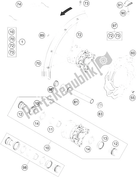 Toutes les pièces pour le Roue Avant du KTM 85 SX 17 14 Europe 2015