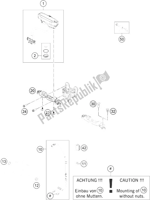 Tutte le parti per il Strumenti, Sistema Di Blocco del KTM 250 EXC F Europe 2015