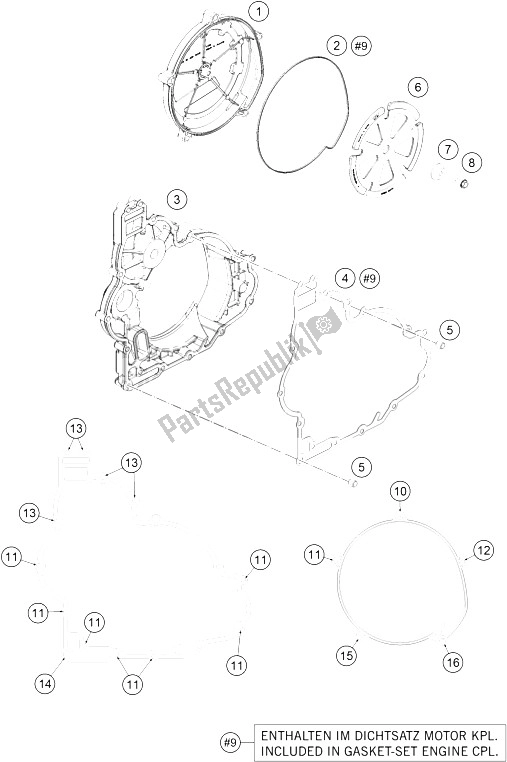Tutte le parti per il Coperchio Frizione del KTM 1290 Super Adventure WH ABS 15 Europe 2015