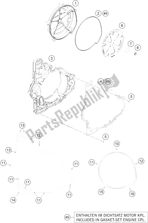 All parts for the Clutch Cover of the KTM 1290 Super Adventure WH ABS 15 France 2015