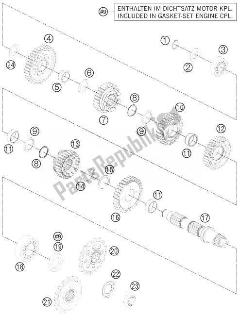 Todas las partes para Transmisión Ii - Contraeje de KTM 1190 ADV ABS Orange WES Europe 2014