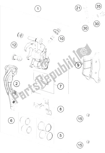 Toutes les pièces pour le étrier De Frein Avant du KTM 125 EXC SIX Days Europe 2015