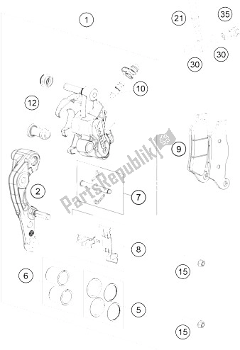 All parts for the Brake Caliper Front of the KTM 500 EXC Australia 2015
