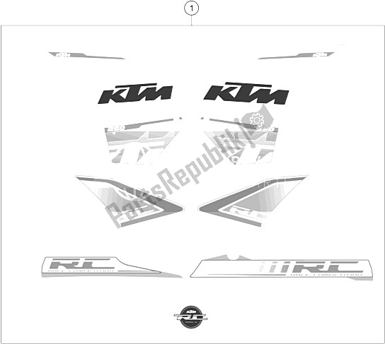 Todas las partes para Etiqueta de KTM RC 250 White ABS B D 16 Europe 2016