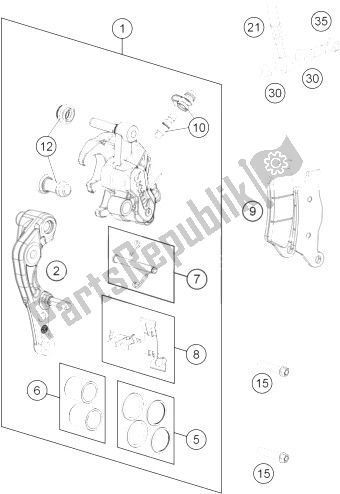 All parts for the Brake Caliper Front of the KTM 350 XCF W USA 2014