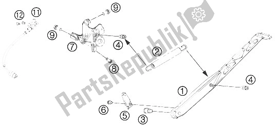 Tutte le parti per il Cavalletto Laterale / Centrale del KTM 690 Duke Black Australia United Kingdom 2011