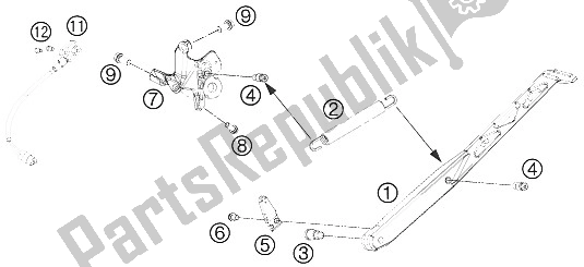 Tutte le parti per il Cavalletto Laterale / Centrale del KTM 690 Duke Black Europe 2011